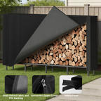 5.3FT Outdoor Firewood Rack with Cover - Heavy Duty Adjustable Log Holder with Waterproof Oxford Fabric