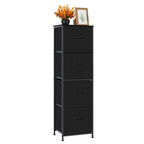 51" Tall 4-Drawer Fabric Dresser Tower - Vertical Closet Organizer for Bedroom & Entryway, Slim Storage Chest with Wooden Top & Metal Frame, Black