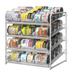 4-Tier Stackable Pantry Can Organizer Rack - Holds up to 48 Cans with Adjustable Dividers, Space-Saving Can Dispenser for Kitchen Cabinet, Black