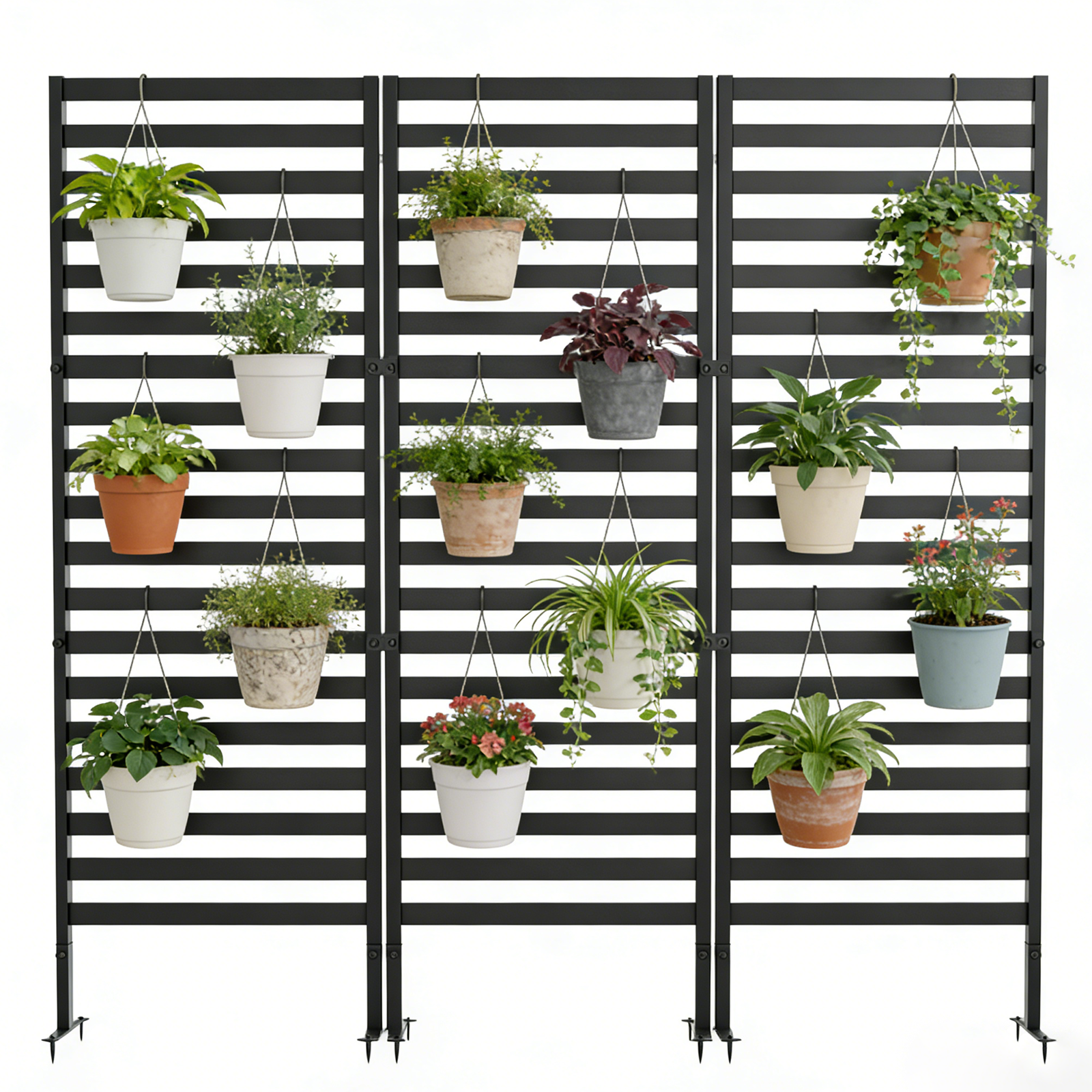 12-Pack Decorative Metal Garden Fence - 24"H Rustproof Pet Barrier & Flower Bed Edging with T-Shape Stakes,