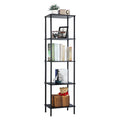 Tall 2 3 4 5-Tier Corner Bookshelf - Narrow Vertical Display Shelf & Plant Stand for Living Room, Black or brown
