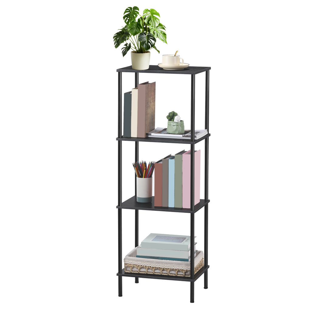 Tall 2 3 4 5-Tier Corner Bookshelf - Narrow Vertical Display Shelf & Plant Stand for Living Room, Black or brown