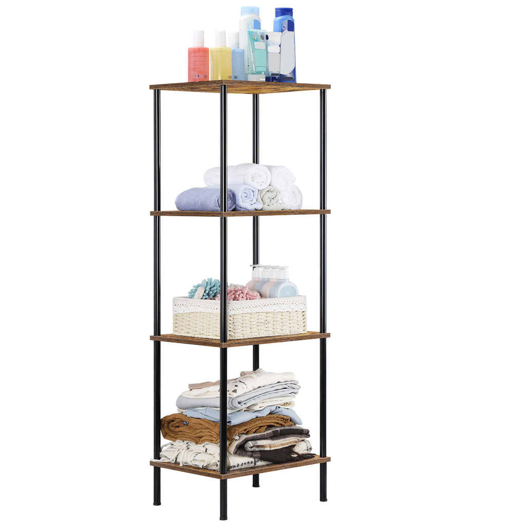Tall 2 3 4 5-Tier Corner Bookshelf - Narrow Vertical Display Shelf & Plant Stand for Living Room, Black or brown