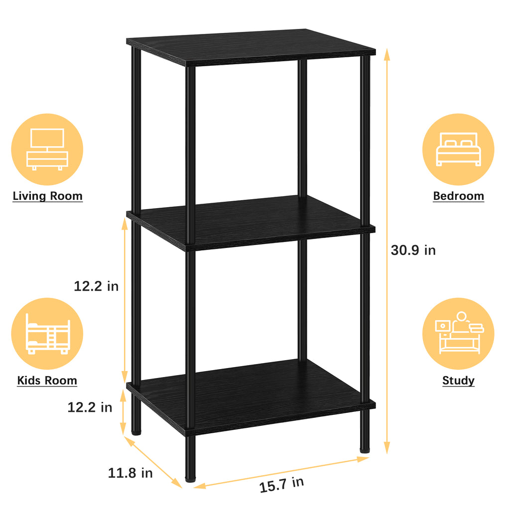 Tall 2 3 4 5-Tier Corner Bookshelf - Narrow Vertical Display Shelf & Plant Stand for Living Room, Black or brown
