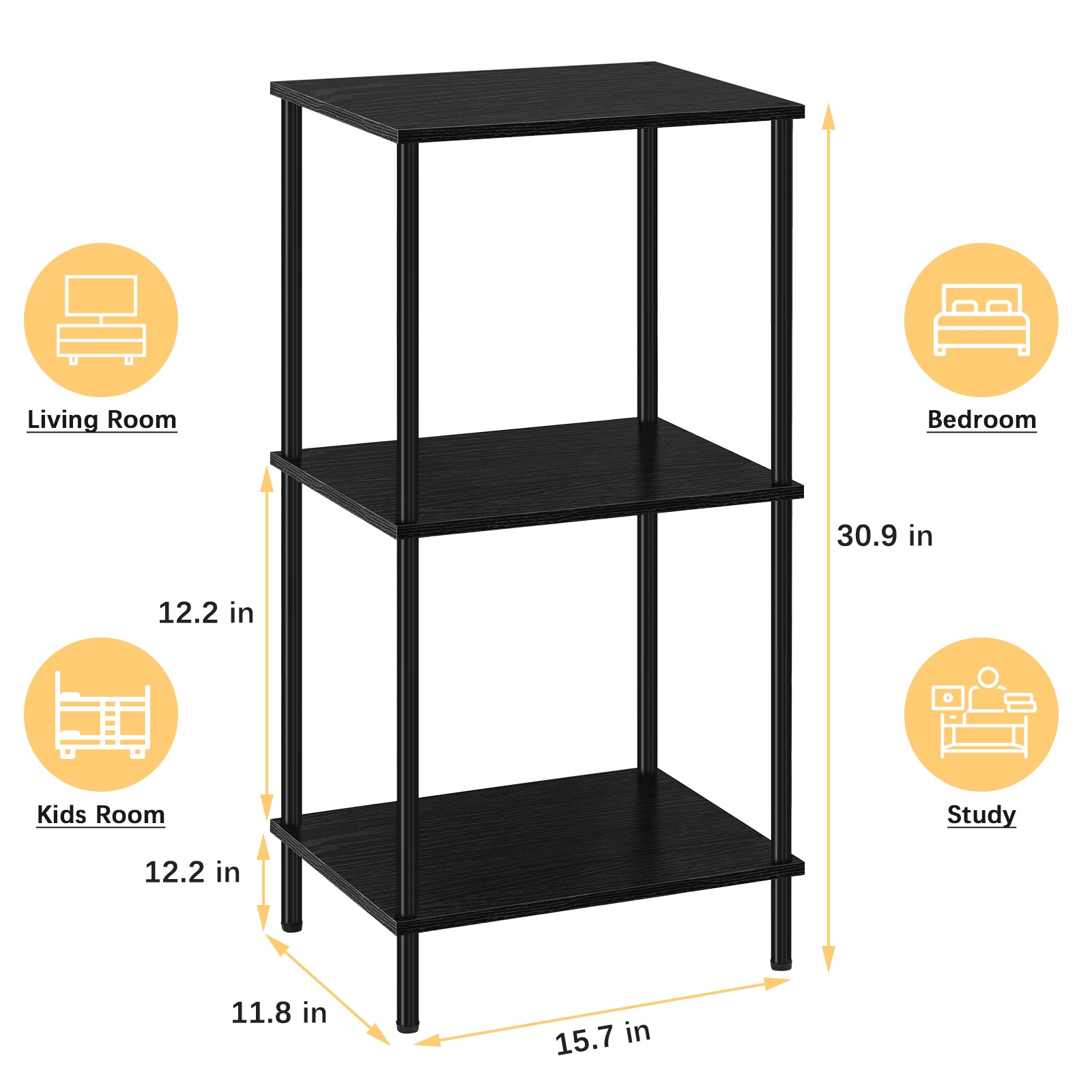 Tall 2 3 4 5-Tier Corner Bookshelf - Narrow Vertical Display Shelf & Plant Stand for Living Room, Black or brown