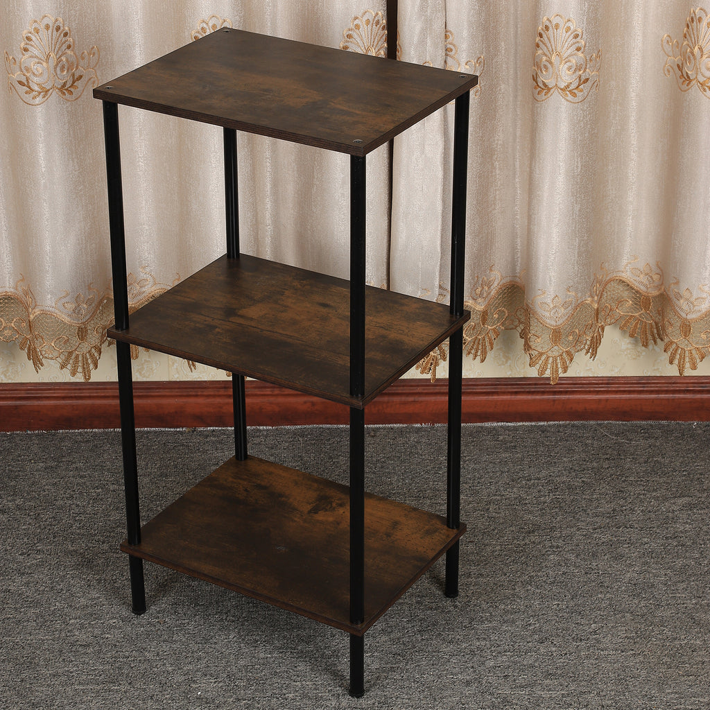 Tall 2 3 4 5-Tier Corner Bookshelf - Narrow Vertical Display Shelf & Plant Stand for Living Room, Black or brown