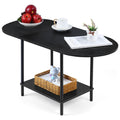 Industrial 2-Tier Coffee Table - Small Modern Cocktail Table with Storage Shelf for Living Room & Office