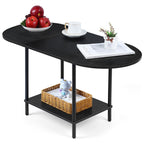 Industrial 2-Tier Coffee Table - Small Modern Cocktail Table with Storage Shelf for Living Room & Office