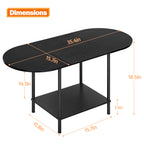 Industrial 2-Tier Coffee Table - Small Modern Cocktail Table with Storage Shelf for Living Room & Office