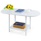 Industrial 2-Tier Coffee Table - Small Modern Cocktail Table with Storage Shelf for Living Room & Office