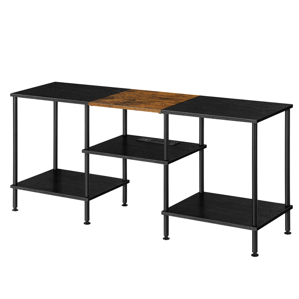 Modern 55inch TV Stand with Power Outlets, Media Console Center for Bedrooms up to 50inch, Entertainment Center with Storage Shelves, Black,