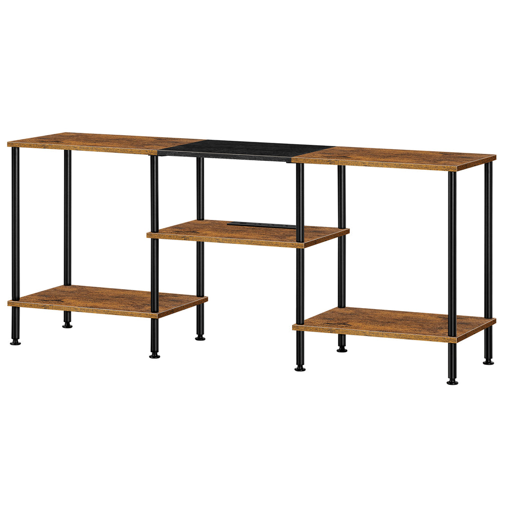 Modern 55inch TV Stand with Power Outlets, Media Console Center for Bedrooms up to 50inch, Entertainment Center with Storage Shelves, Black,