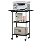 3-Tier Rolling Printer Stand with Storage - Mobile Under Desk Machine Cart for Home Office Supplies, Black,