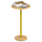 Modern Round Drink Table - Minimalist Martini Coffee Table & Pedestal Accent Table for Living Room, Light Brown,