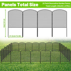 25 Pack Mesh Garden Barrier Fence - 24in H x 27ft L No-Dig Metal Wire Panels for Dog & Small Animal Deterrent