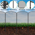 25 Pack Mesh Garden Barrier Fence - 24in H x 27ft L No-Dig Metal Wire Panels for Dog & Small Animal Deterrent