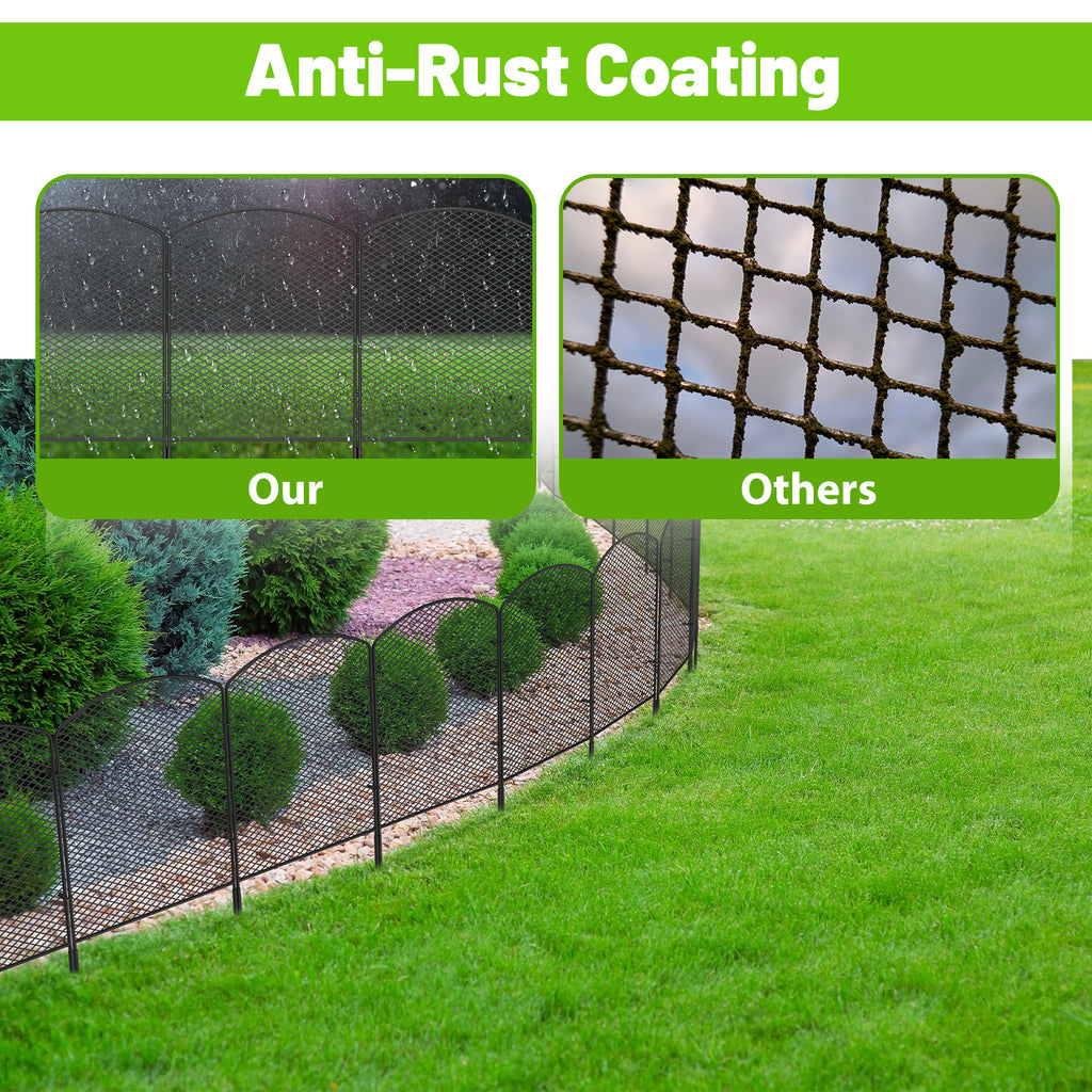 25 Pack Mesh Garden Barrier Fence - 24in H x 27ft L No-Dig Metal Wire Panels for Dog & Small Animal Deterrent