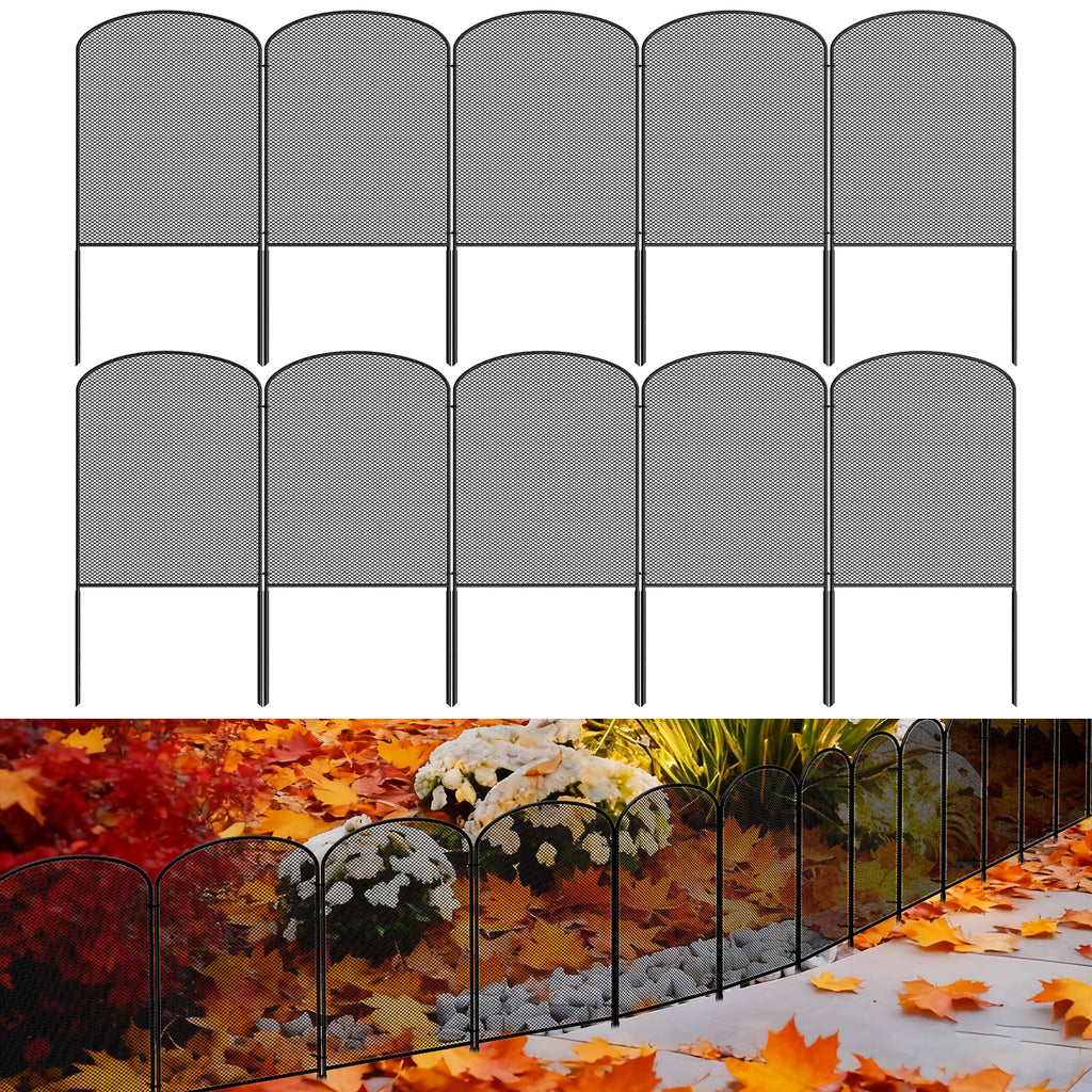 10-Pack Mesh Garden Fence Panels - Decorative Iron Wire Border & Animal Barrier for Flower Beds,
