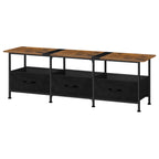 53" Industrial TV Stand for TVs up to 60" - Entertainment Center with 3 Fabric Storage Drawers, Black,