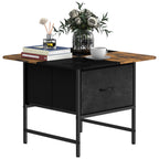 24" Square Industrial Coffee Table - Rustic End Table with 2 Storage Drawers for Small Living Rooms,