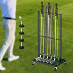 Professional Golf Club Display Stand - 10-Club Rolling Storage Rack for Garage & Indoor Use, Black,