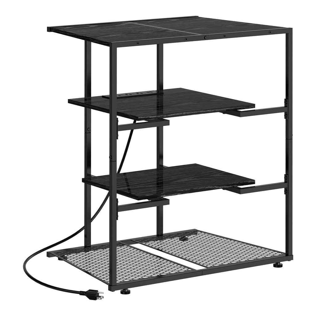 4-Tier AV Media Stand with Power Outlet - Stereo Component Cabinet & Record Player Stand for Gaming,