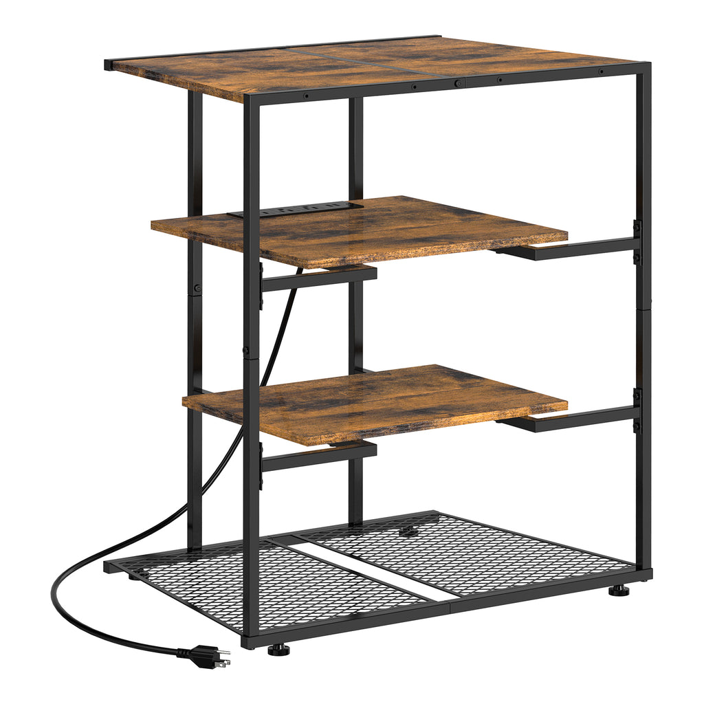 4-Tier AV Media Stand with Power Outlet - Stereo Component Cabinet & Record Player Stand for Gaming,