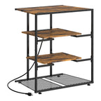 4-Tier AV Media Stand with Power Outlet - Stereo Component Cabinet & Record Player Stand for Gaming,