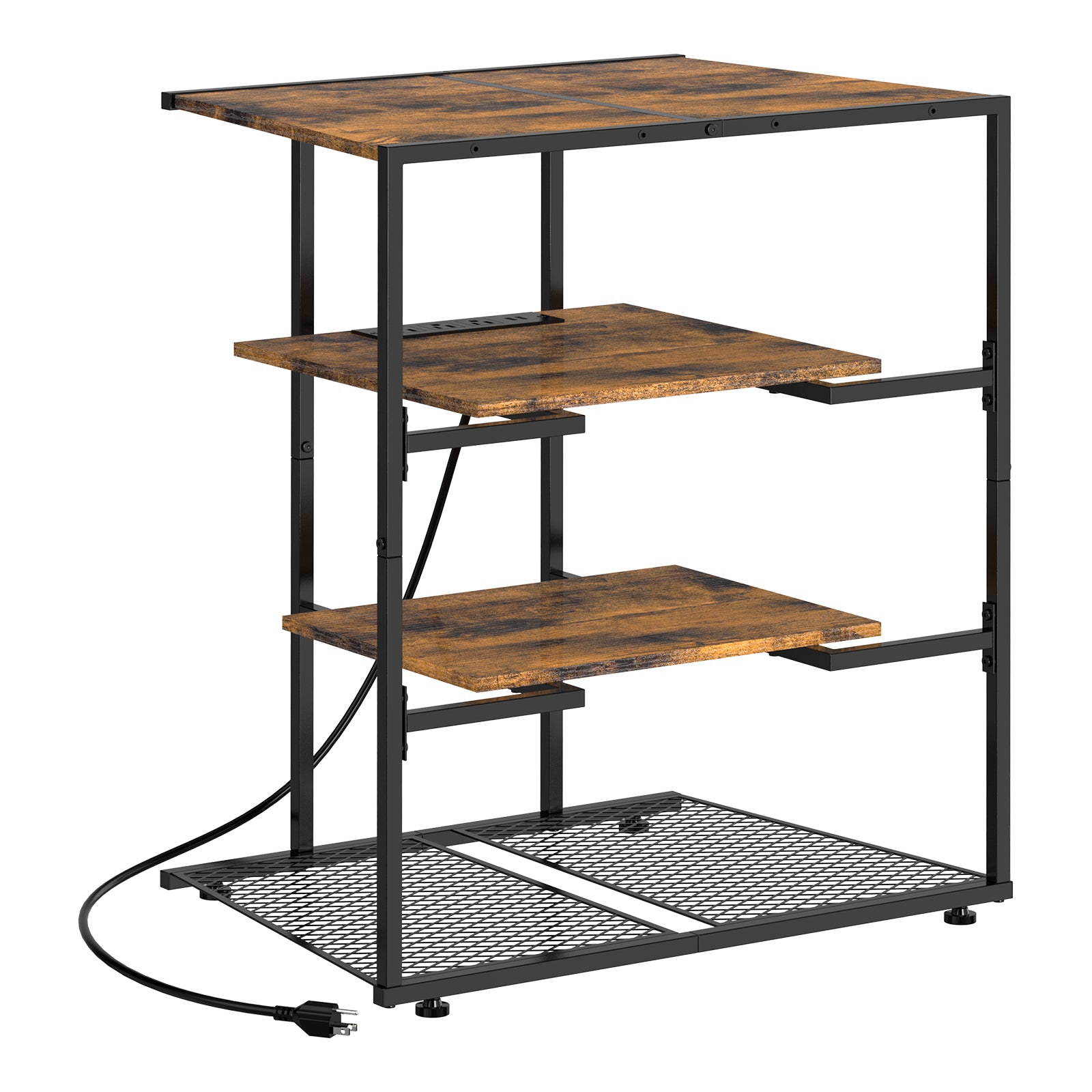 4-Tier AV Media Stand with Power Outlet - Stereo Component Cabinet & Record Player Stand for Gaming,