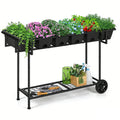 43" Mobile Raised Garden Bed - Elevated Planter Box with Storage Shelf & Wheels for Patio & Balcony,