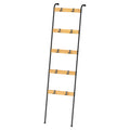 5-Tier Blanket Ladder with 10 Removable Hooks - Wall-Leaning Towel Rack & Scarf Organizer for Bedroom & Bathroom, Modern Home Decor Stand, Black