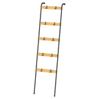 5-Tier Blanket Ladder with 10 Removable Hooks - Wall-Leaning Towel Rack & Scarf Organizer for Bedroom & Bathroom, Modern Home Decor Stand, Black