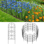 37.5"H Ornamental Garden Fence - 10-Pack Black Metal Wire Pet Barrier & Flower Bed Decorative Edging,