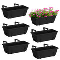 Railing Planter Box (16.9 Inch) - Green Hanging Window Flower Boxes with Adjustable Metal Brackets