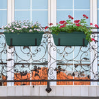 Railing Planter Box (16.9 Inch) - Green Hanging Window Flower Boxes with Adjustable Metal Brackets