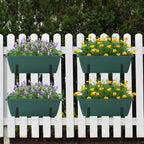 Railing Planter Box (16.9 Inch) - Green Hanging Window Flower Boxes with Adjustable Metal Brackets