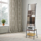 Farmhouse Blanket Ladder Rack with Storage Shelf - Decorative Throw Quilt Holder with Hooks, Rustic Brown