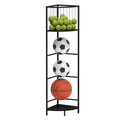 3-Tier Corner Sports Ball Rack - Vertical Storage Organizer for Basketballs, Soccer Balls & Volleyballs,