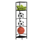 3-Tier Corner Sports Ball Rack - Vertical Storage Organizer for Basketballs, Soccer Balls & Volleyballs,