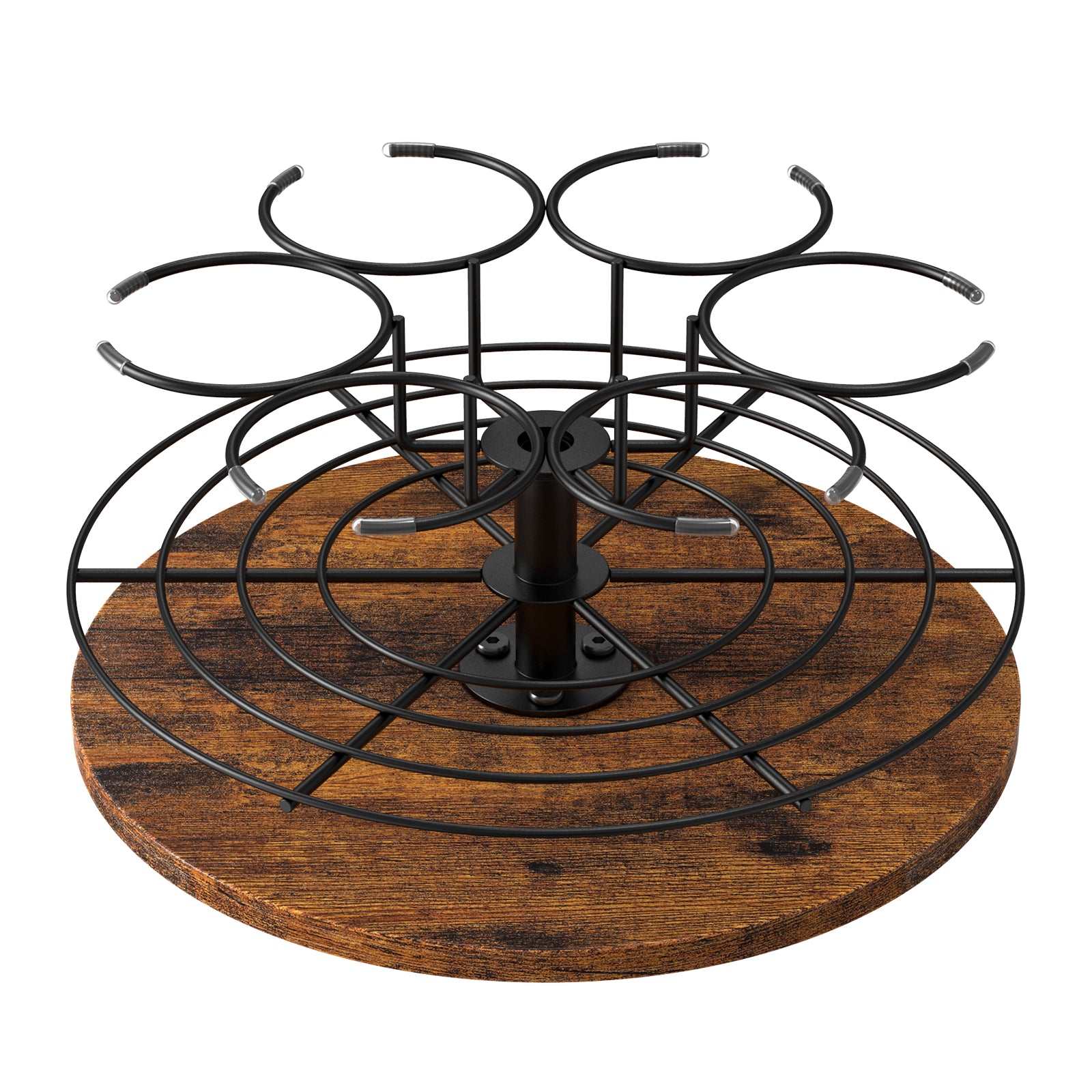 360Â¡Ã£ Rotating Mug Tree Holder - Countertop Cup Organizer Rack for 6 Mugs with Wood Base, Rustic Brown,