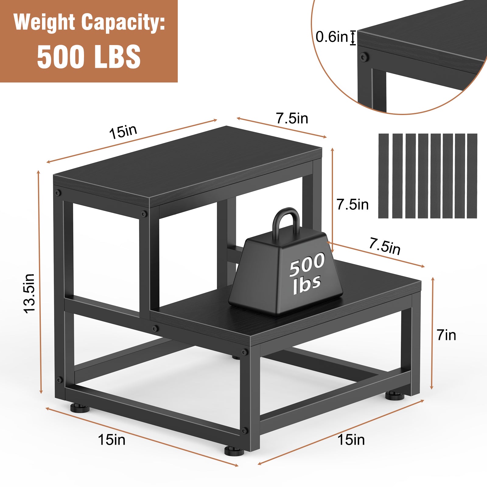 Heavy Duty Metal Step Stool - Two-Step Industrial Stool for Adult and Child Use
