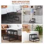 Heavy Duty Metal Step Stool - Two-Step Industrial Stool for Adult and Child Use