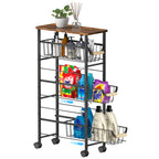 4-Tier Slim Rolling Laundry Cart - Narrow Slide-Out Storage Organizer with Baskets for Small Spaces,