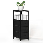 Narrow 3-Drawer Dresser - Slim Side Table with Storage for Small Spaces & Bathrooms, Black,