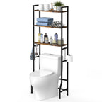 3-Tier Over the Toilet Storage Rack - Space-Saving Bathroom Organizer with Toilet Paper Holder & Hooks,