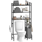5-Tier Bathroom Over the Toilet Organizer - Tall Storage Rack with Laundry Basket & Side Shelves,