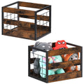 2-Pack Vinyl Record Storage Box - Wood Cube Album Holder with Handles for LPs & Office Files,
