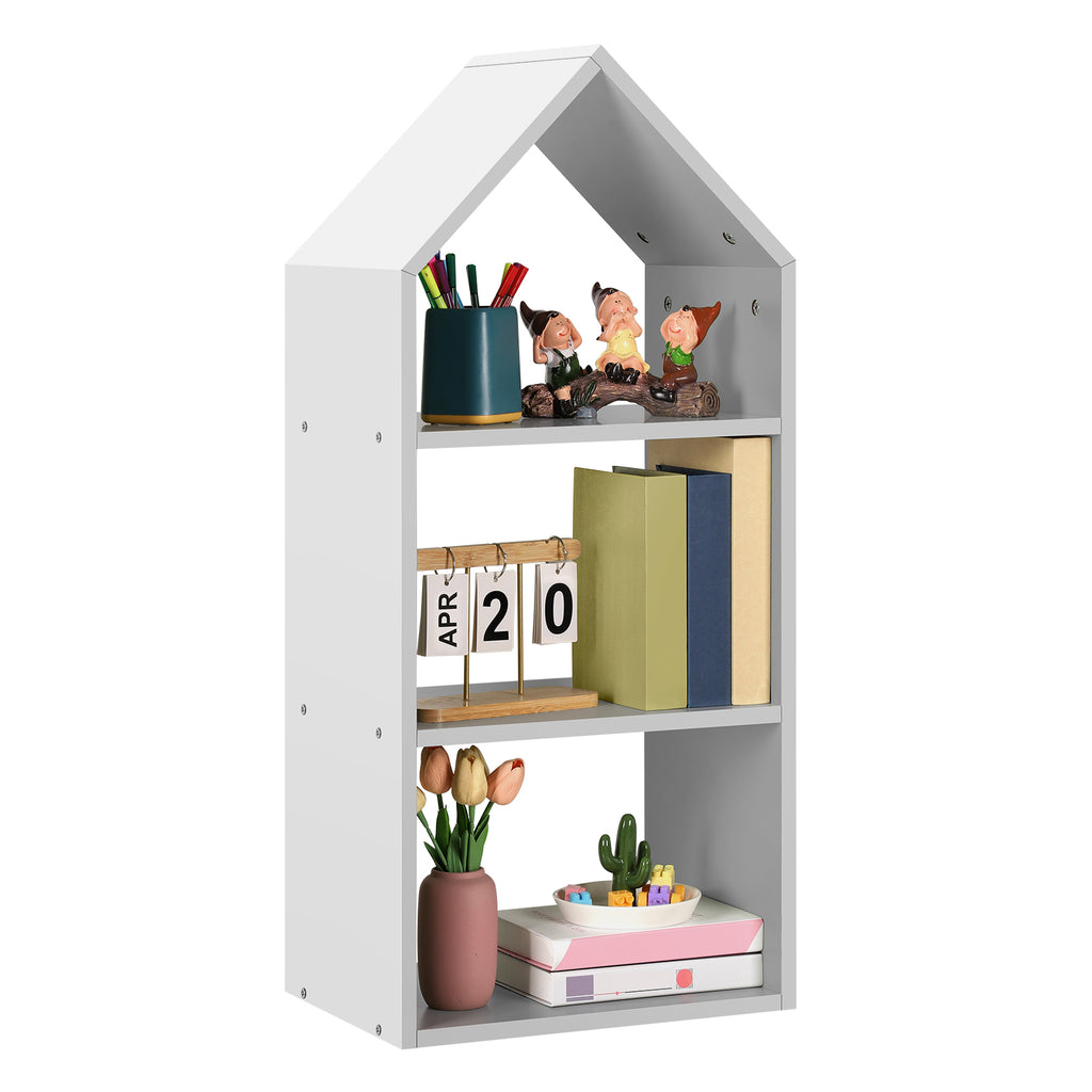 Modern 3-Tier House-Shaped Bookcase & Toy Storage Organizer