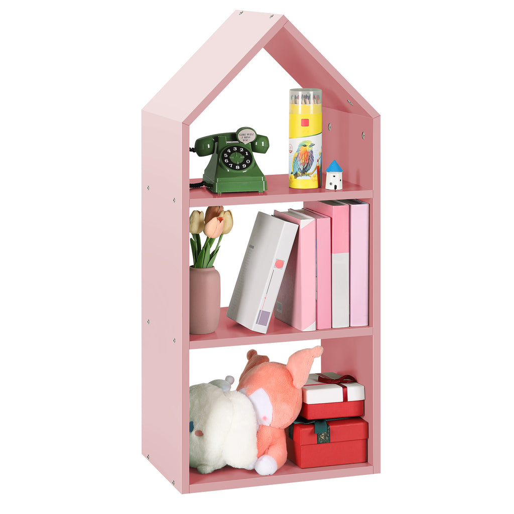 Modern 3-Tier House-Shaped Bookcase & Toy Storage Organizer