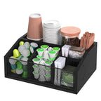 Countertop Coffee Station Organizer - 5-Compartment Coffee Bar Accessory Box for Pods & Condiments,